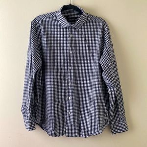 Mens blue checkered button down shirt